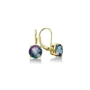 0.75 Carat CZ Gold Mystic Topaz Leverback Earrings Sterling Silver