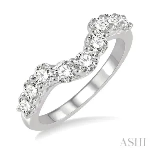 1.00 ctw U-Drop Round Cut Diamond Wedding Band in 14K White Gold