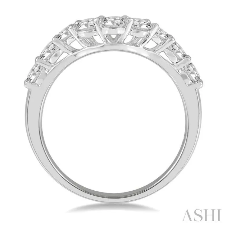1.00 ctw U-Drop Round Cut Diamond Wedding Band in 14K White Gold
