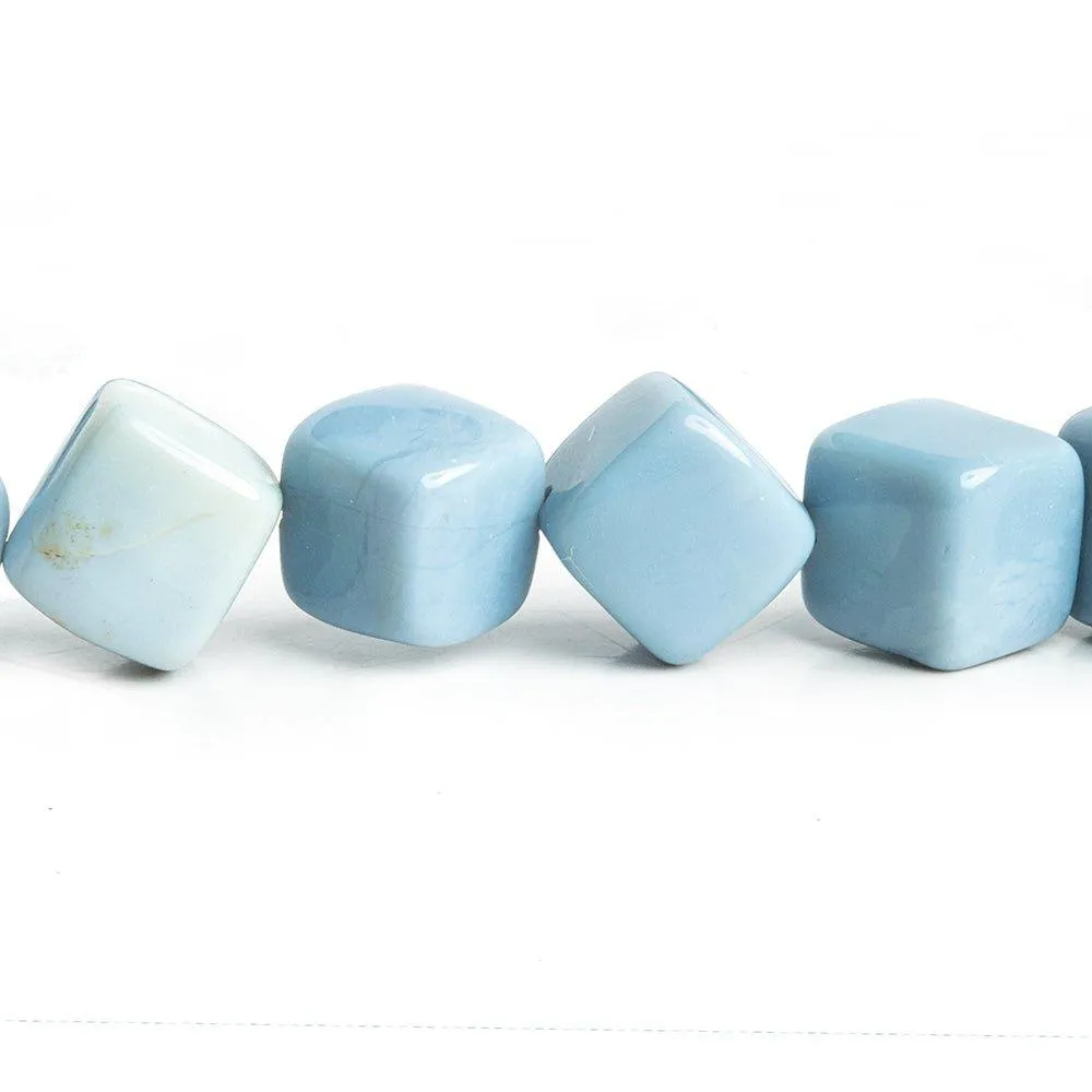 10mm-11mm Denim Blue Opal Plain Cube Beads 18 inch 44 pieces