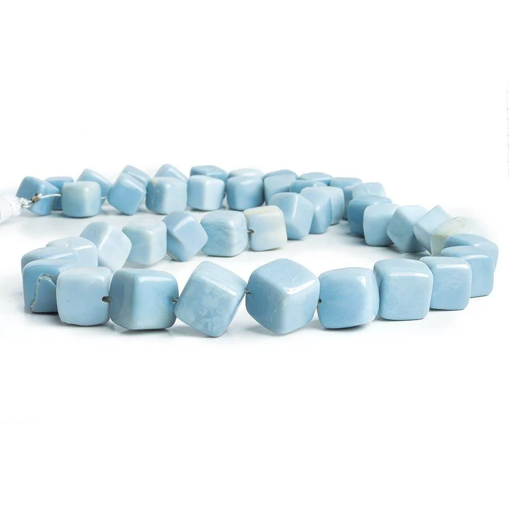 10mm-11mm Denim Blue Opal Plain Cube Beads 18 inch 44 pieces