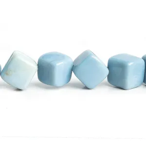 10mm-11mm Denim Blue Opal Plain Cube Beads 18 inch 44 pieces