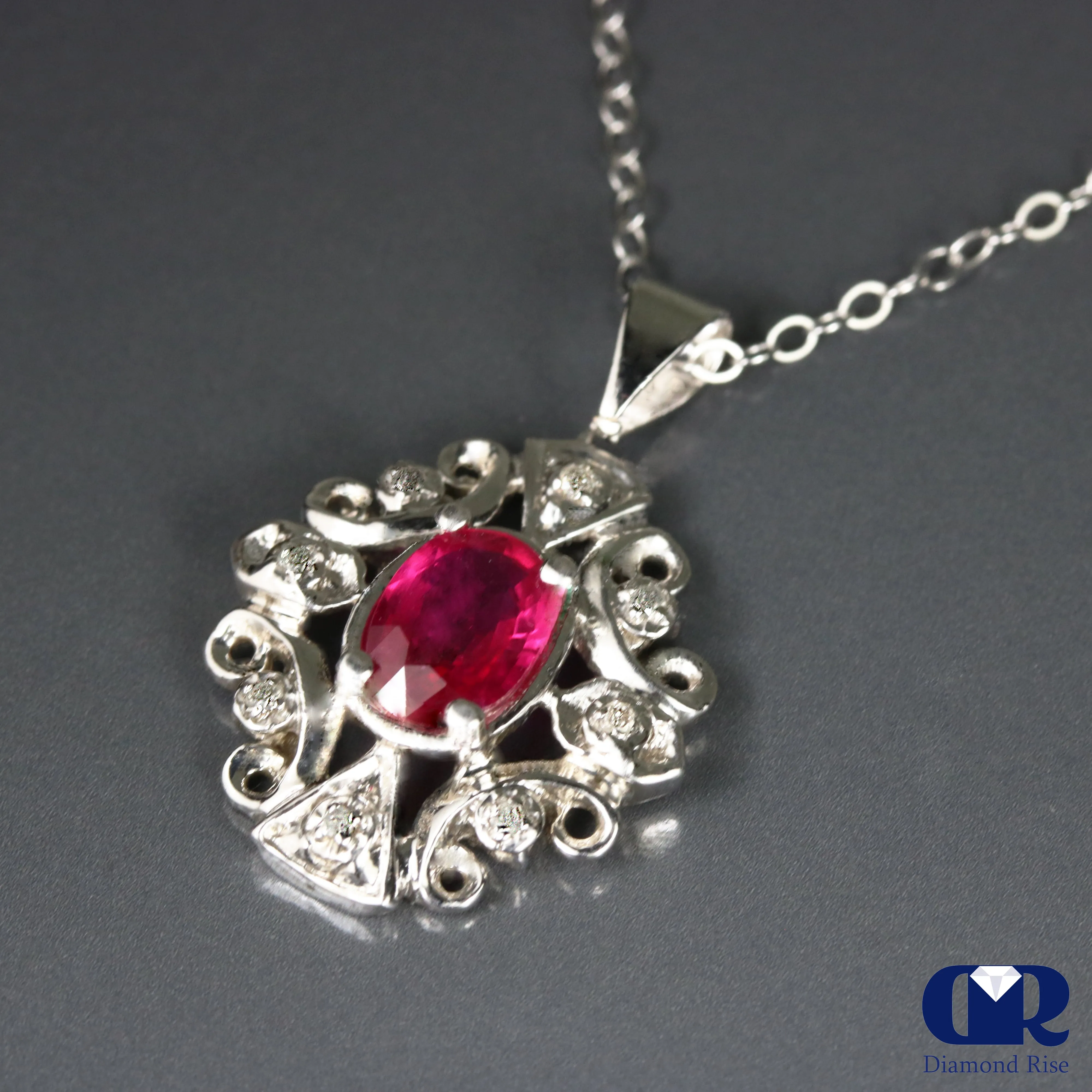Sure! Here’s a more optimized title for the product: 

14K Gold Ruby and Diamond Pendant Necklace - 1.15 Ct with 16-Inch Chain

This title highlights the key features and includes essential modifiers for better searchability.