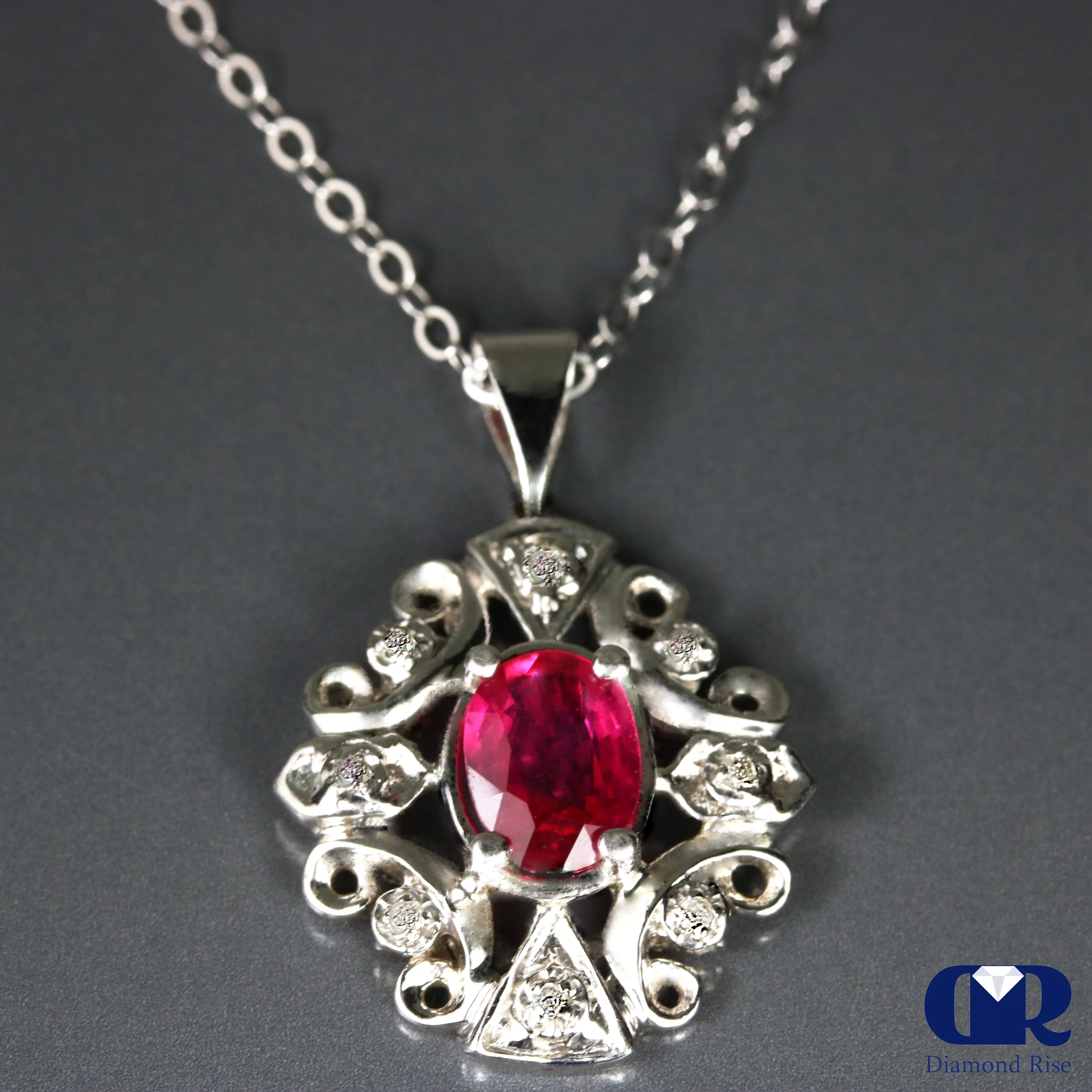 Sure! Here’s a more optimized title for the product: 

14K Gold Ruby and Diamond Pendant Necklace - 1.15 Ct with 16-Inch Chain

This title highlights the key features and includes essential modifiers for better searchability.
