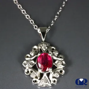 Sure! Here’s a more optimized title for the product: 

14K Gold Ruby and Diamond Pendant Necklace - 1.15 Ct with 16-Inch Chain

This title highlights the key features and includes essential modifiers for better searchability.
