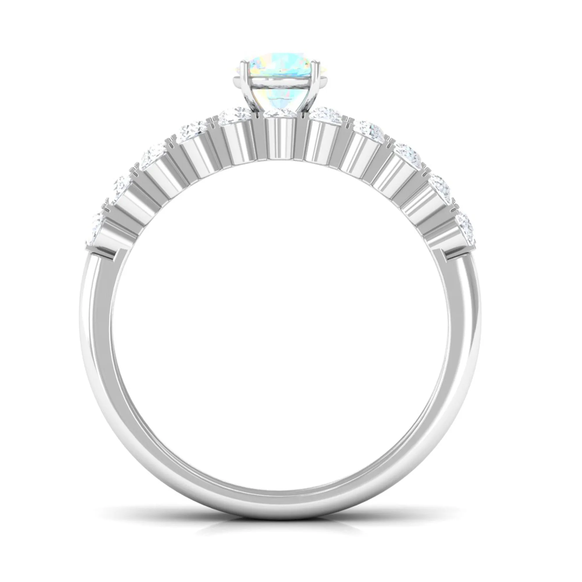 1.25 CT Simple Ethiopian Opal and Diamond Bridal Ring Set