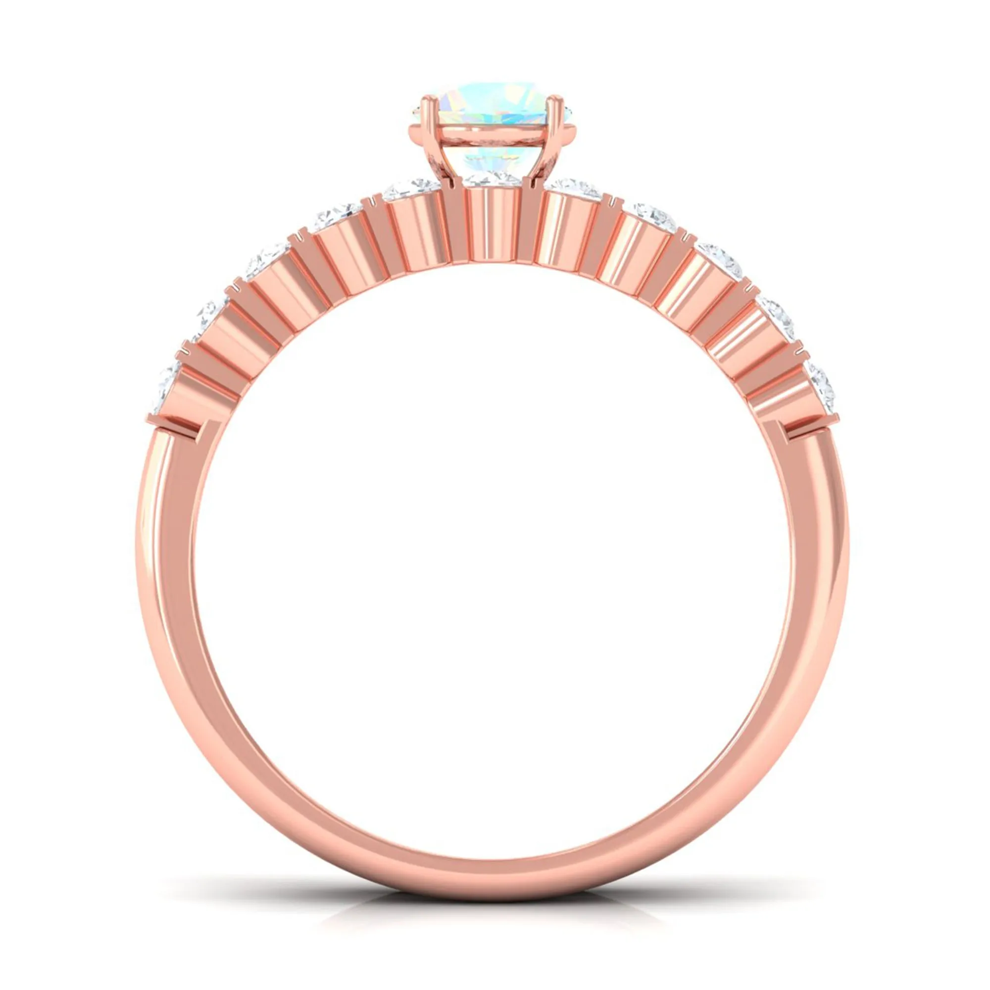1.25 CT Simple Ethiopian Opal and Diamond Bridal Ring Set