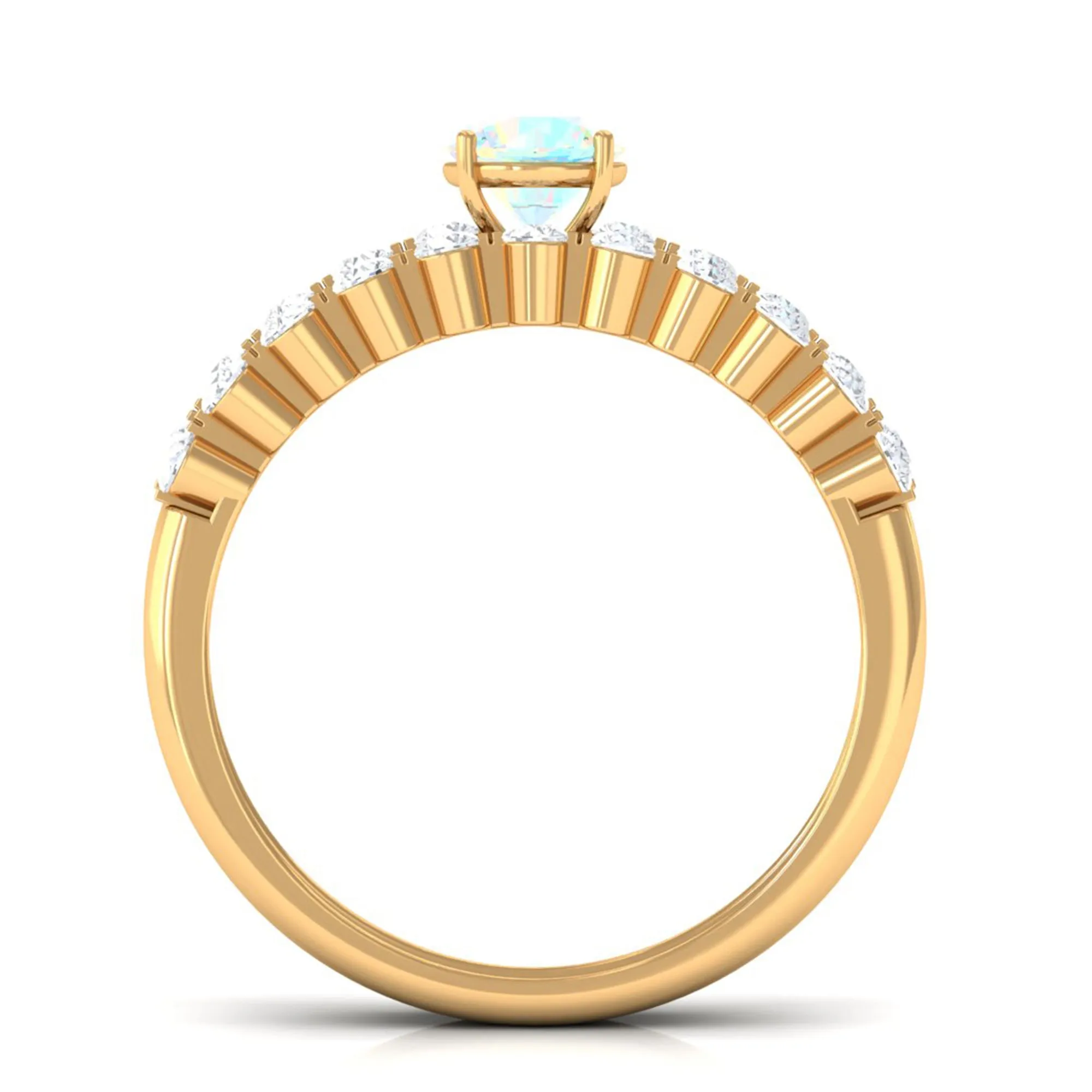 1.25 CT Simple Ethiopian Opal and Diamond Bridal Ring Set