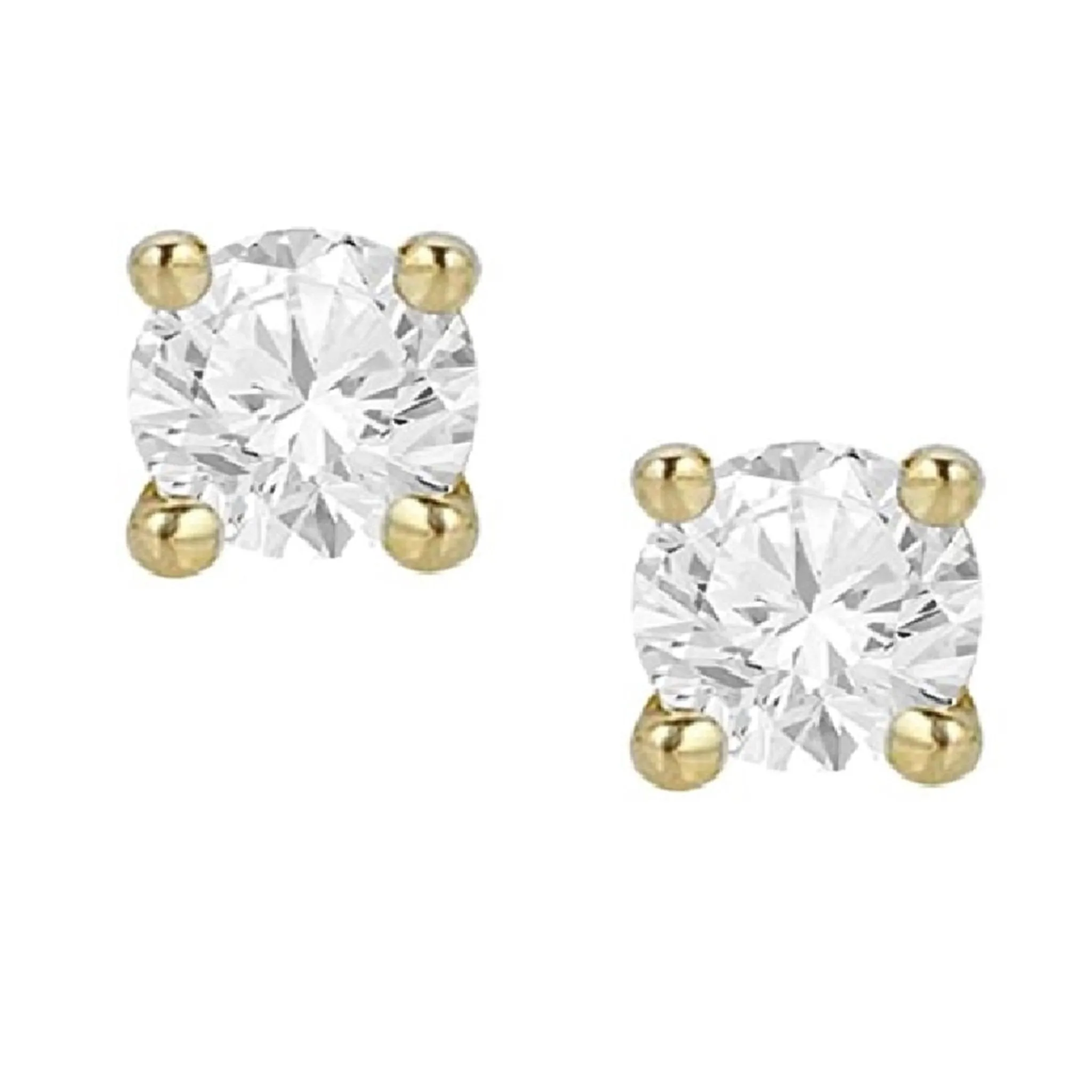 14 Karat Gold White Topaz Stud Earrings