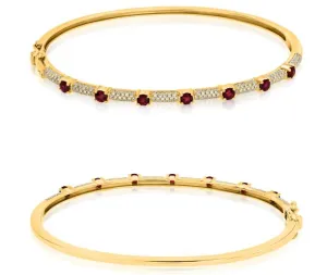 14 Karat Yellow Gemstone Bangle Bracelet