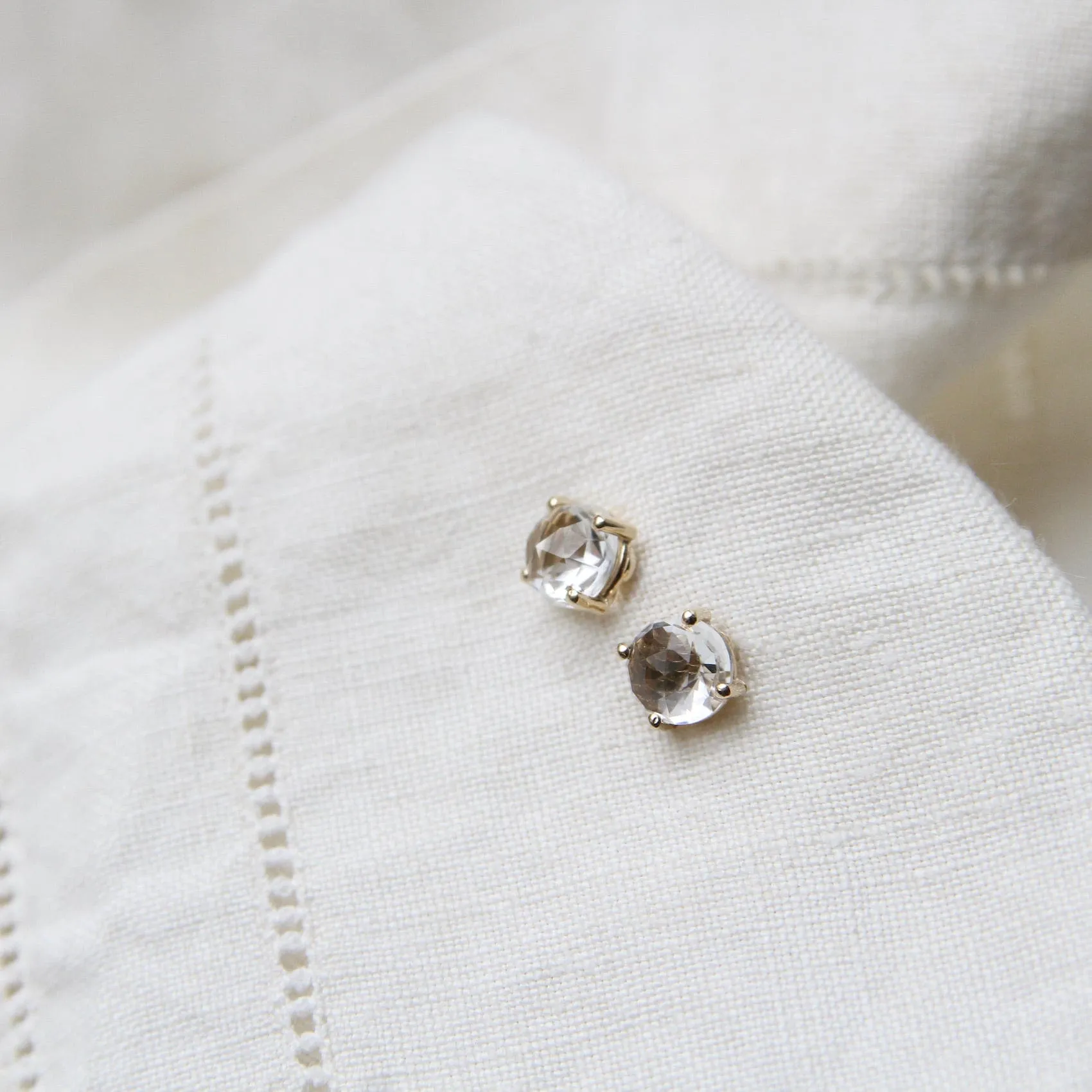 14k Gold and White Topaz Earring