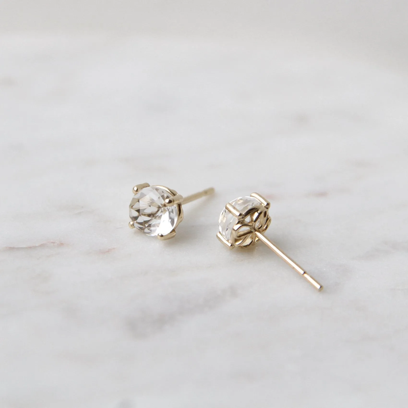 14k Gold and White Topaz Earring