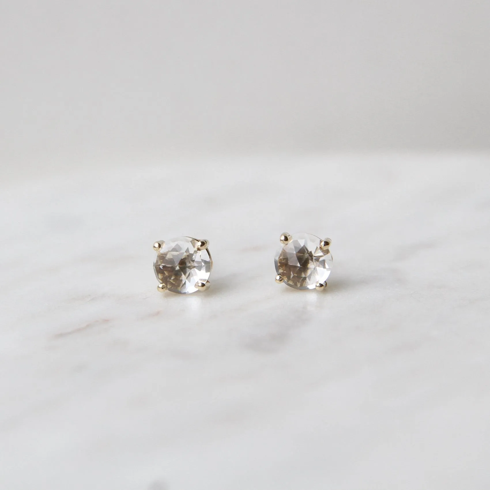 14k Gold and White Topaz Earring