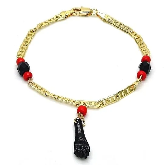 14k Gold Filled Mariner Bracelet With Azabachi Hand