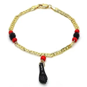 14k Gold Filled Mariner Bracelet With Azabachi Hand