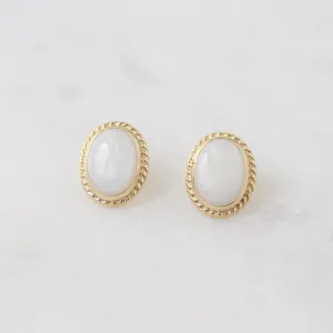 14k Gold Opal Twist Gallery Post Earrings