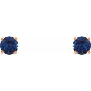 14K Rose 4 mm Lab-Grown Blue Sapphire Stud Earrings with Friction Post