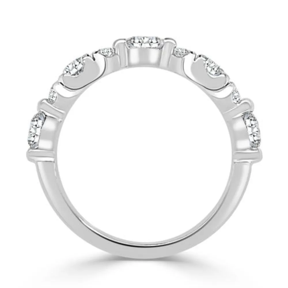 14k Round Diamond Wedding Band with Marquise Shapes