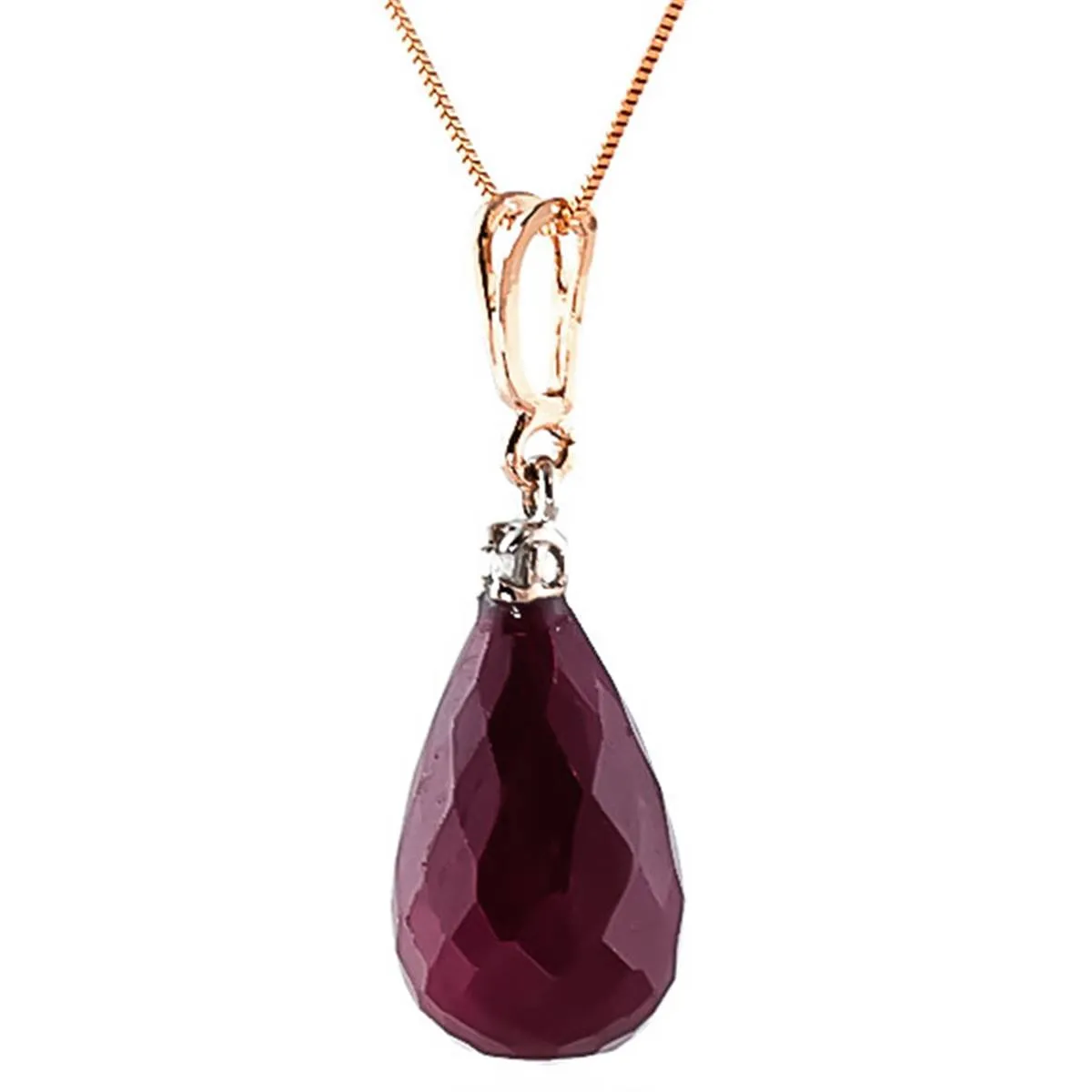 14K Solid Rose Gold Natural Diamond & Ruby Necklace Jewelry