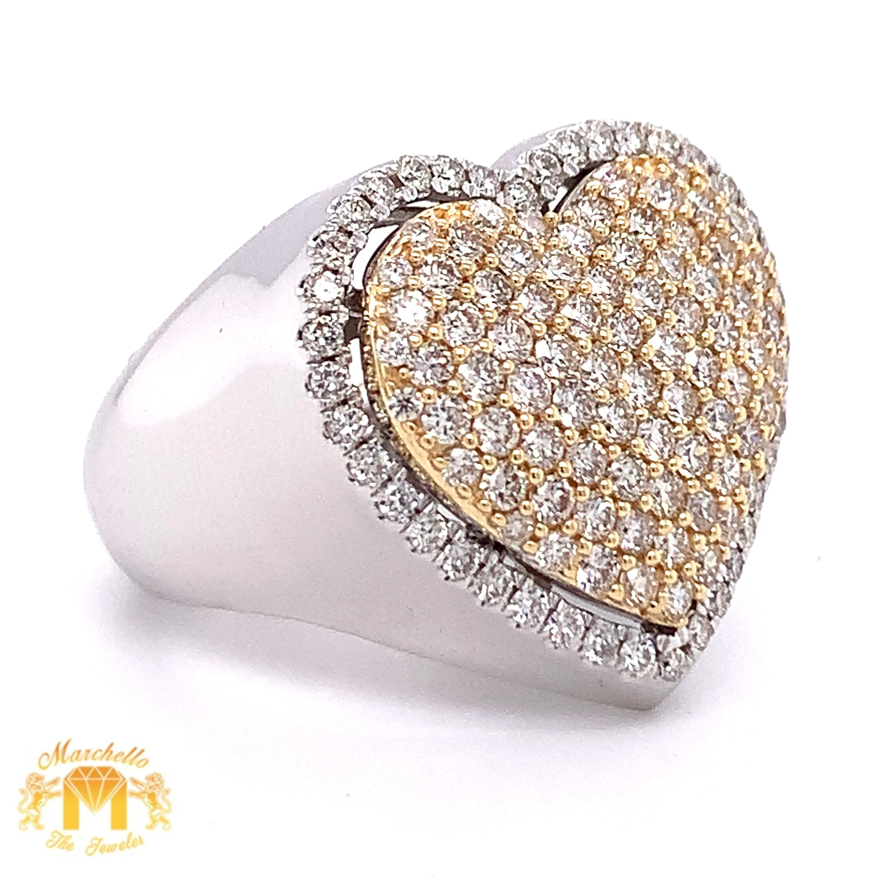 14k Two-tone Gold Big Heart Diamond Ring (unisex)