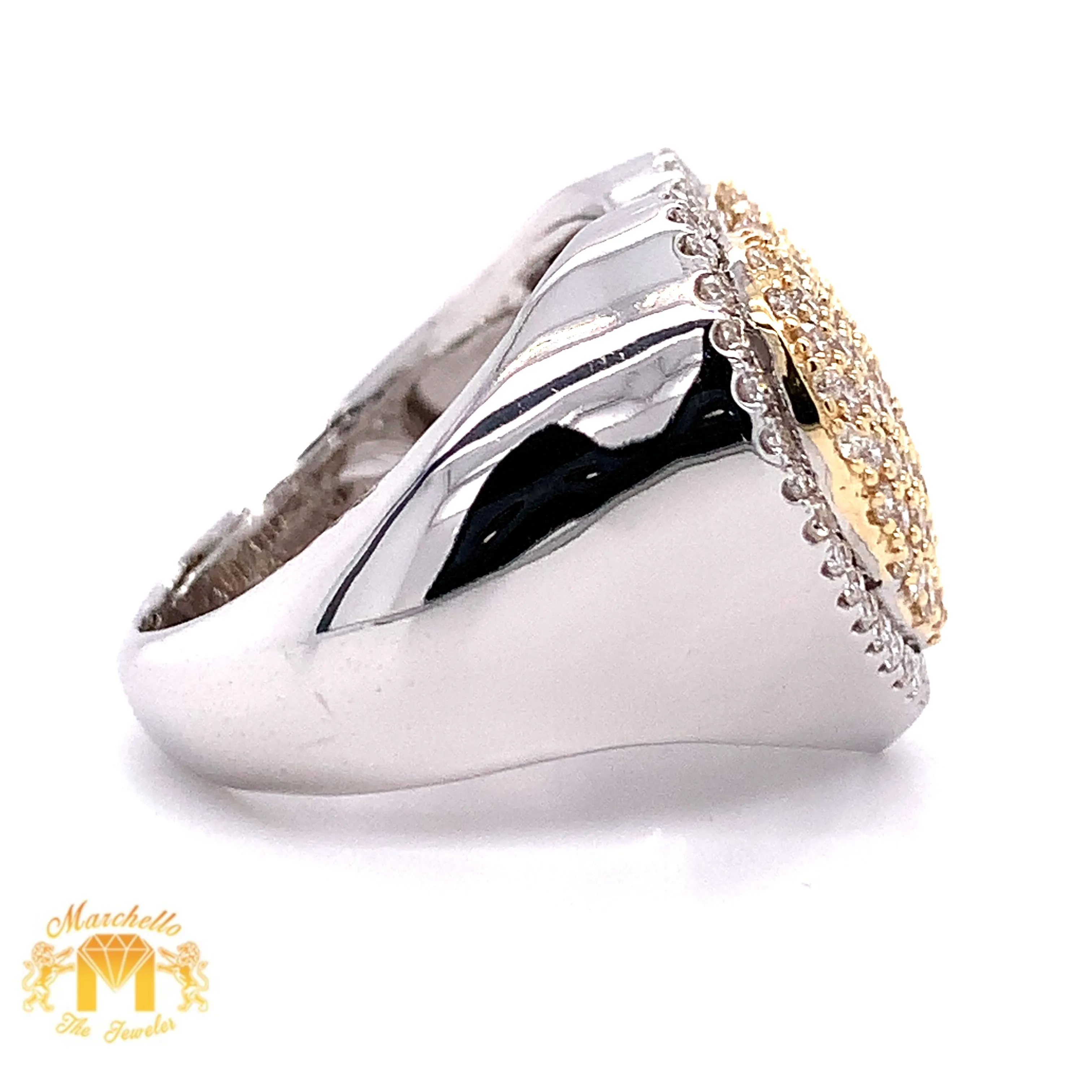 14k Two-tone Gold Big Heart Diamond Ring (unisex)