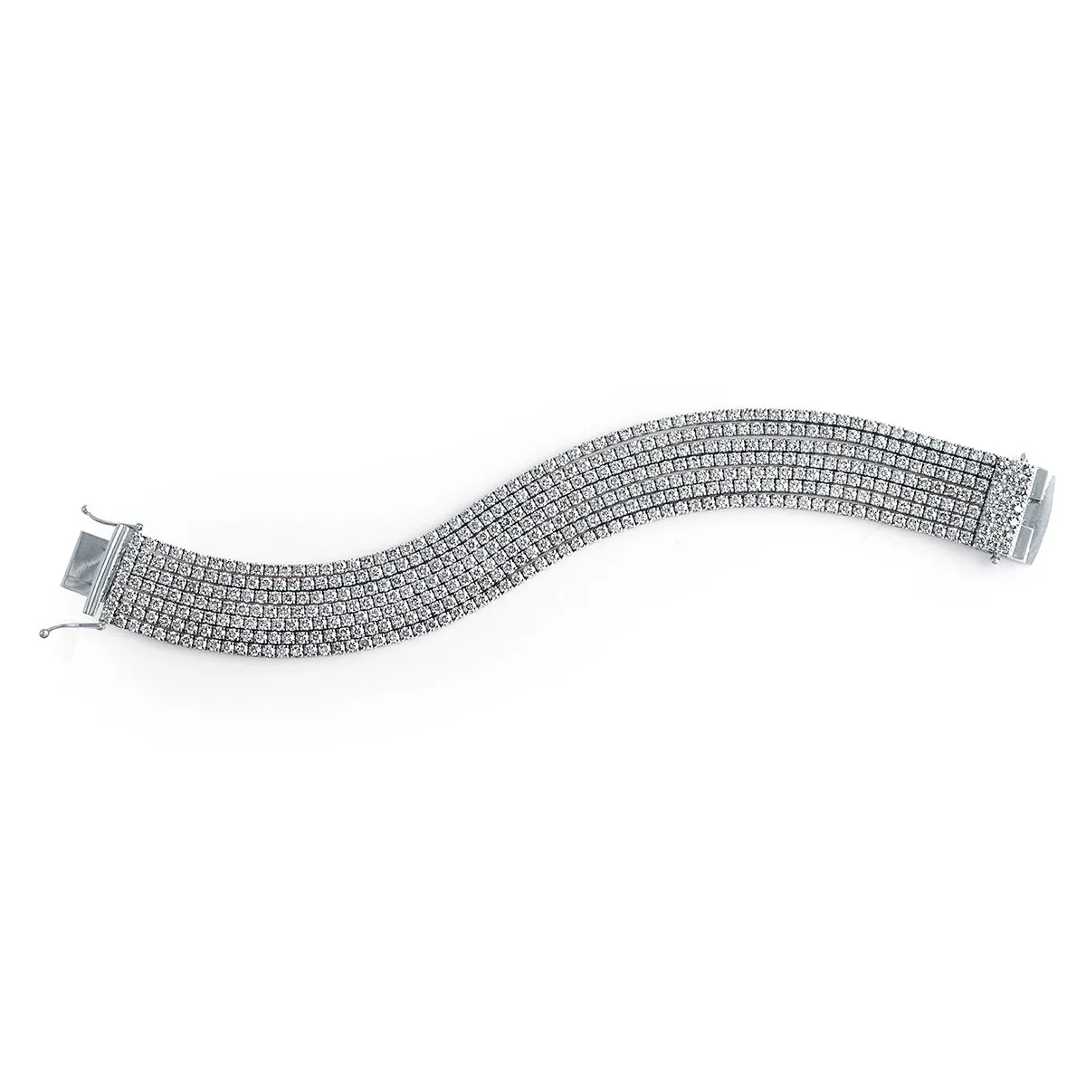 14K White Gold 7-Strand Diamond Bracelet (24.92 carat)