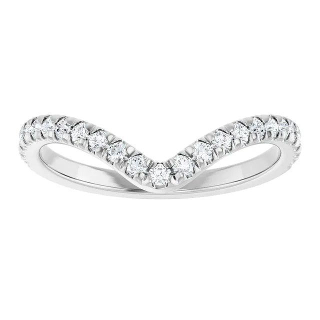 14k White Gold Curved Band