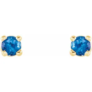 14K Yellow 2.5 mm Natural Swiss Blue Topaz Stud Earrings