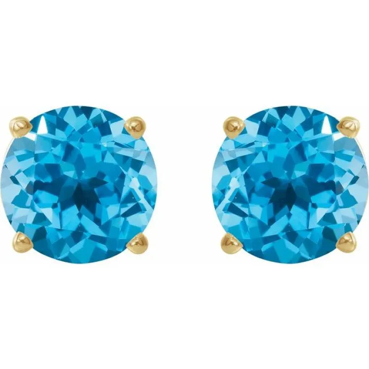 14K Yellow 5 mm Natural Swiss Blue Topaz Stud Earrings