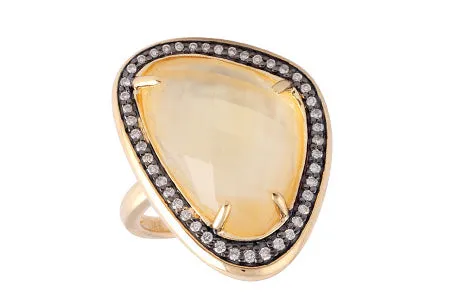 14K Yellow Gold Citrine Cocktail Ring