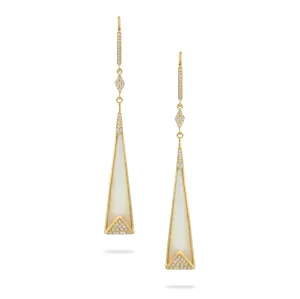 14k Yellow Gold Mother of Pearl Dangle Earrings (I7729)