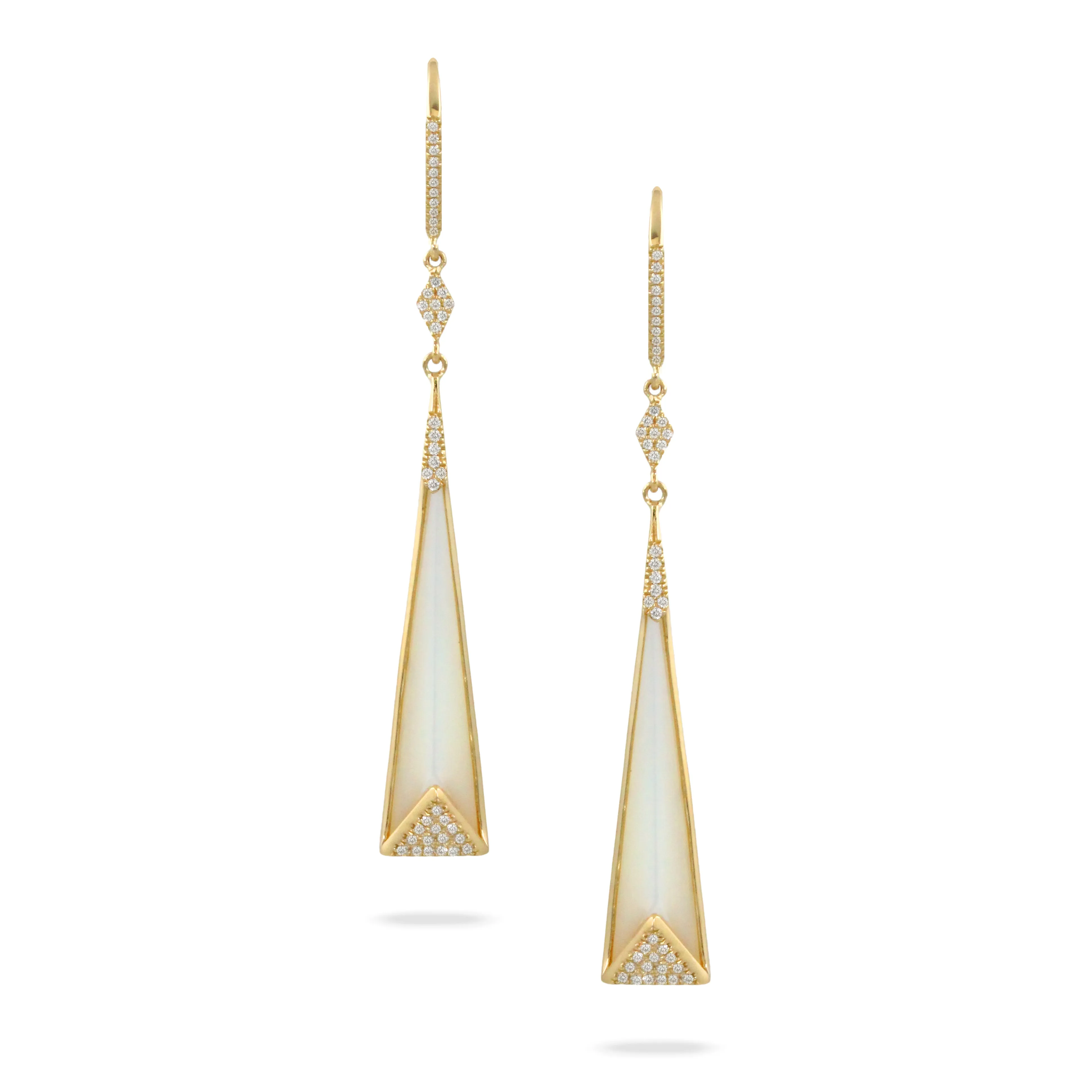 14k Yellow Gold Mother of Pearl Dangle Earrings (I7729)