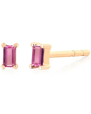 14k Yellow Gold Pink Sapphire Stud Earrings