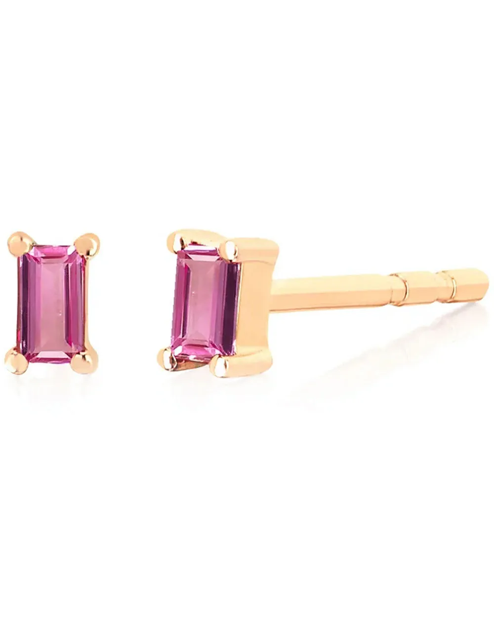 14k Yellow Gold Pink Sapphire Stud Earrings
