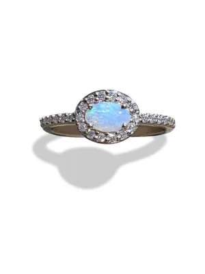 14kt Rose Gold Opal and Diamond ring