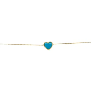 14kt Turquoise Heart Bead Bracelet