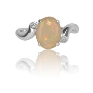 14kt White Gold Opal and Diamond ring
