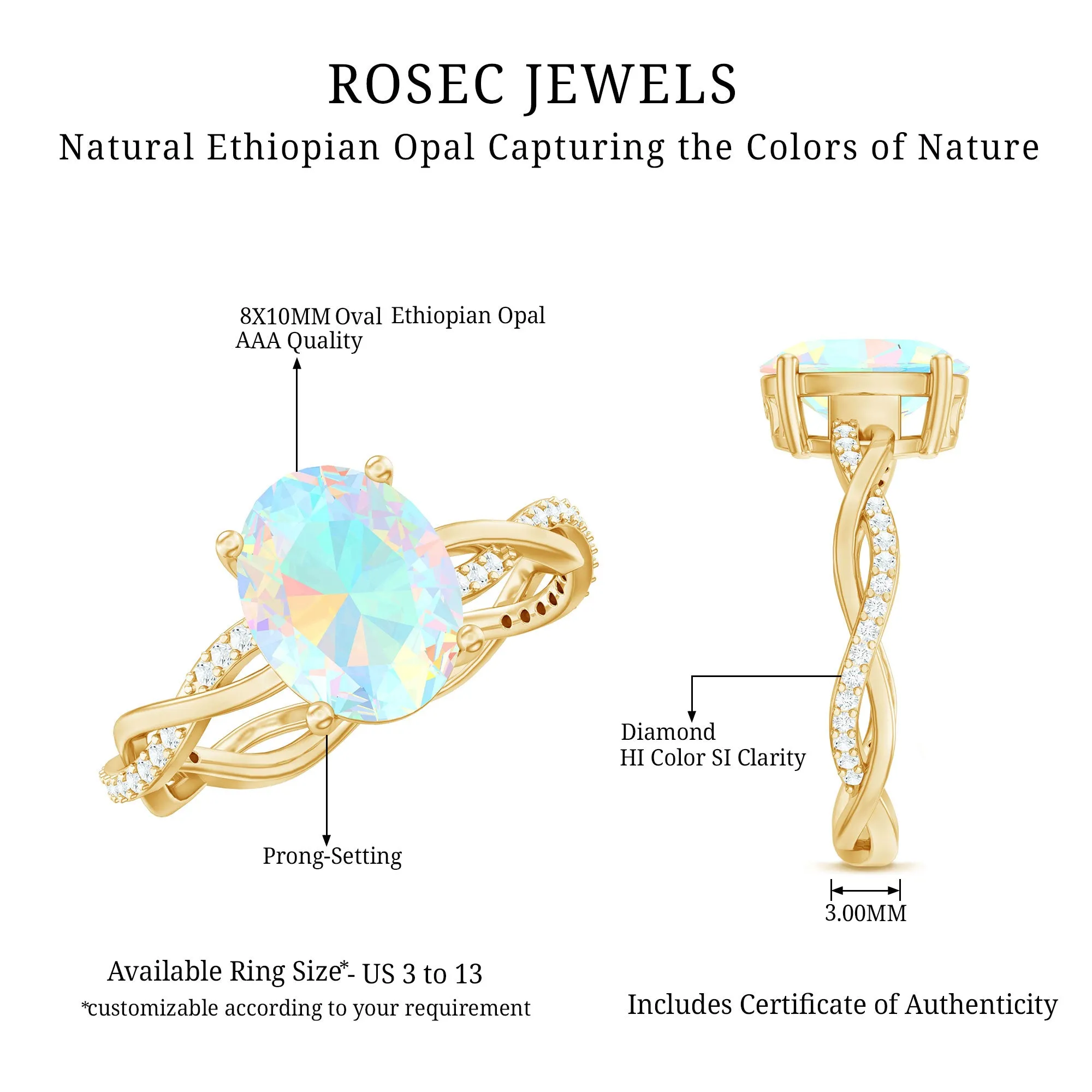 1.5 CT Oval Ethiopian Opal and Diamond Braided Ring