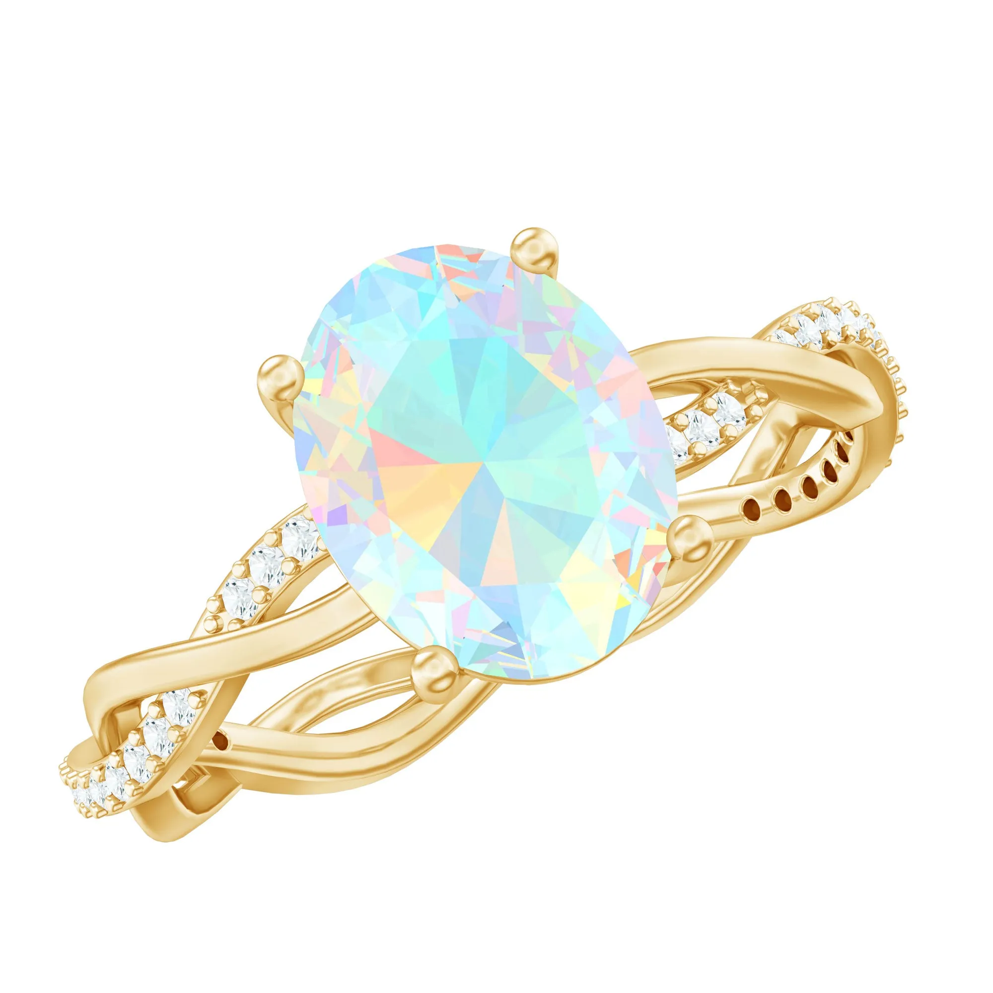 1.5 CT Oval Ethiopian Opal and Diamond Braided Ring