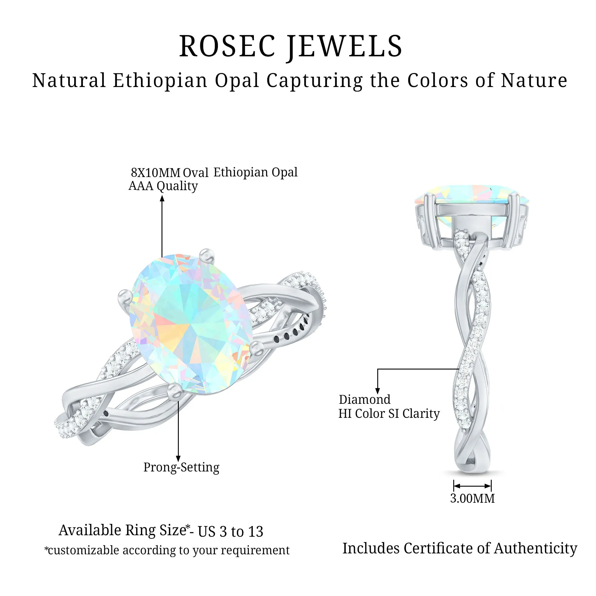1.5 CT Oval Ethiopian Opal and Diamond Braided Ring