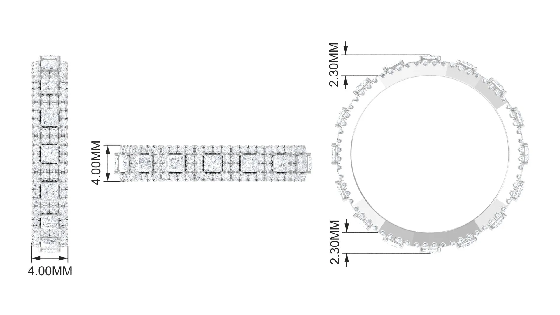 1.75 CT Certified Moissanite Designer Eternity Ring