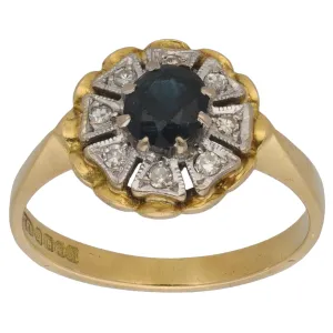 18ct Gold 0.08ct Diamond & Sapphire Dress/Cocktail Ring Size K