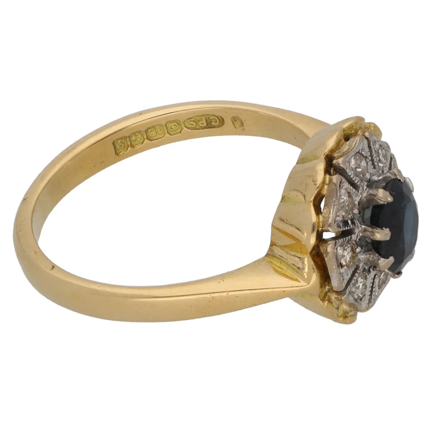 18ct Gold 0.08ct Diamond & Sapphire Dress/Cocktail Ring Size K