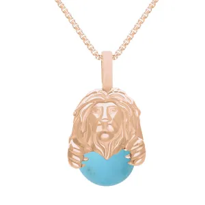 18ct Rose Gold Turquoise Zodiac Leo 10mm Bead Pendant