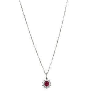 18ct White Gold .45ct Ruby & Diamond Pendant