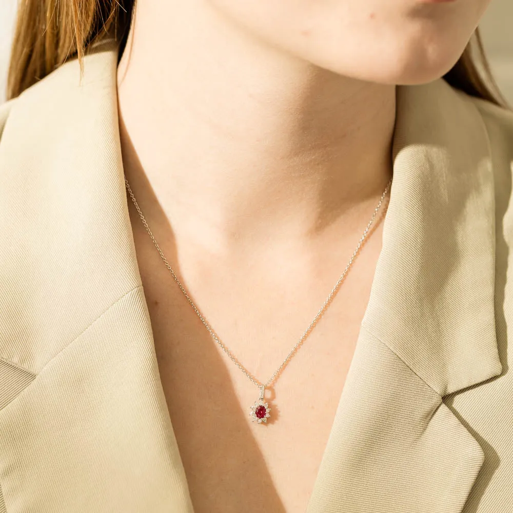 18ct White Gold .45ct Ruby & Diamond Pendant