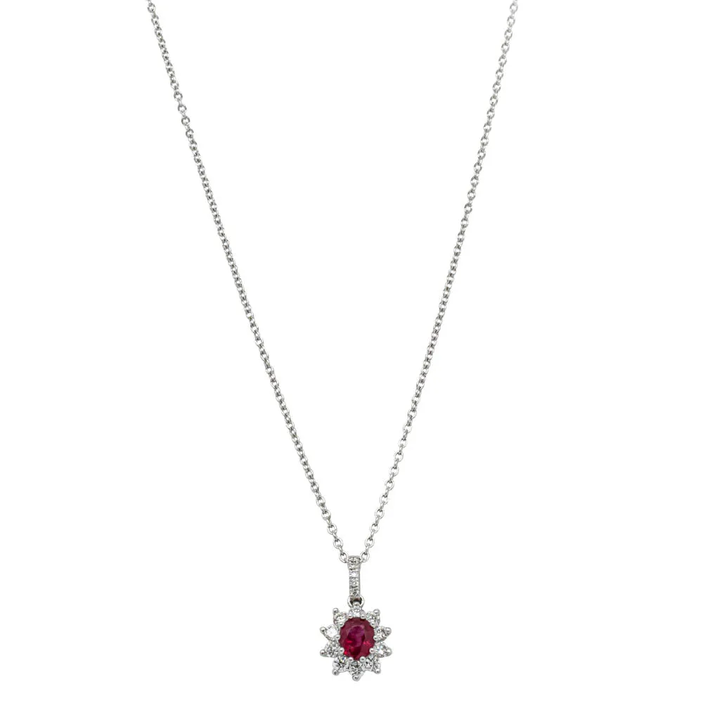 18ct White Gold .45ct Ruby & Diamond Pendant