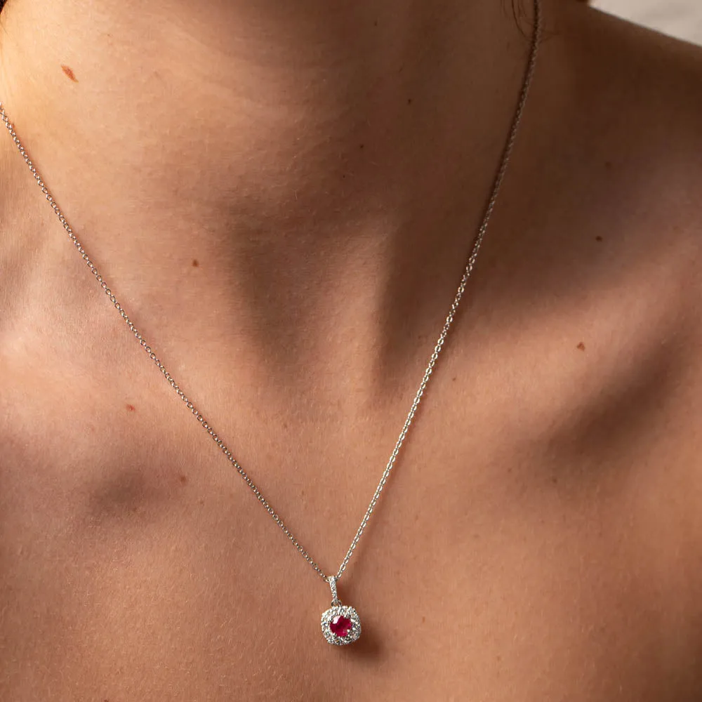 18ct White Gold .57ct Ruby & Diamond Pendant