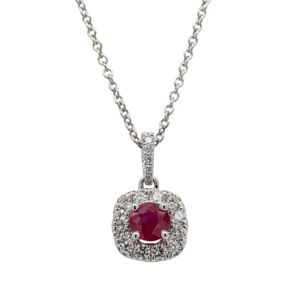 18ct White Gold .57ct Ruby & Diamond Pendant