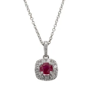 18ct White Gold .57ct Ruby & Diamond Pendant